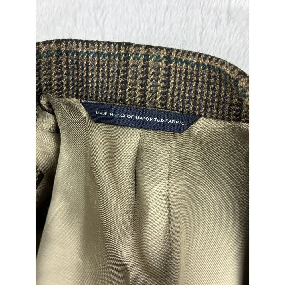 Vintage Brooks Brothers 44R Lambswool Cashmere Plaid Blazer Made USA Old Money